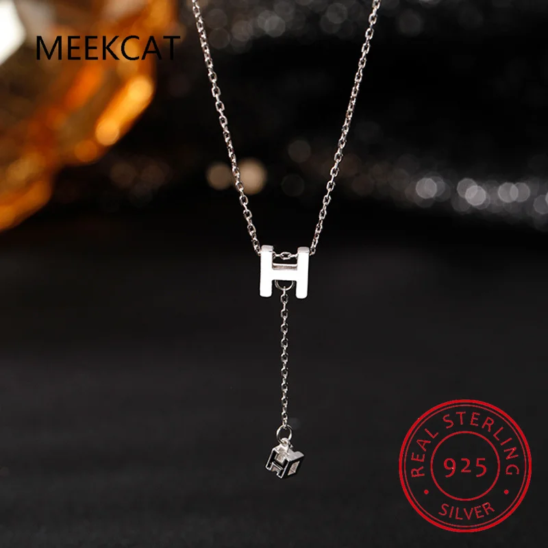 

925 Sterling Silver Tassel Letter H Charm Necklaces & Pendants Choker Statement Necklace For Women Party Jewelry Wedding Gift