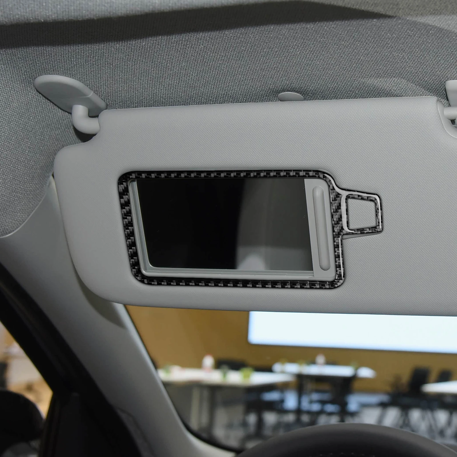 Фото Для Hyundai Elantra CN7 2021-2026: накладка на рамку зеркала для макияжа на переднем солнцезащитном козырьке из углеродного волокна, аксессуар для автомобиля, наклейка №2