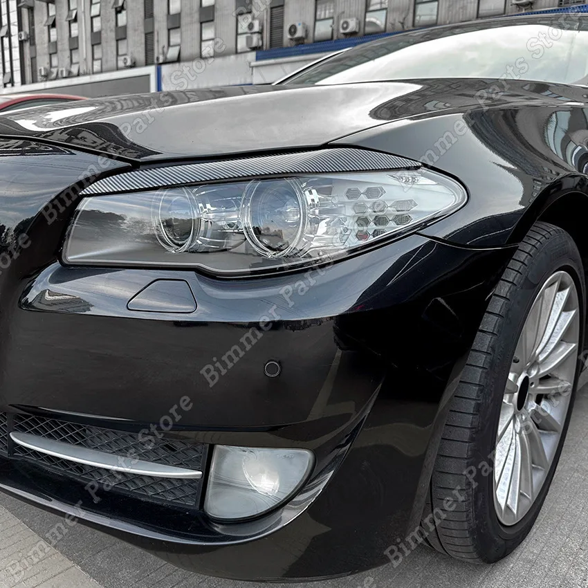 

New 2PCS For BMW 5 Series F10 F11 518d 520d 520i 530i M5 Evil Headlight Eyebrows Eyelid 3D Stickers 2011-2017 ABS Carbon Look