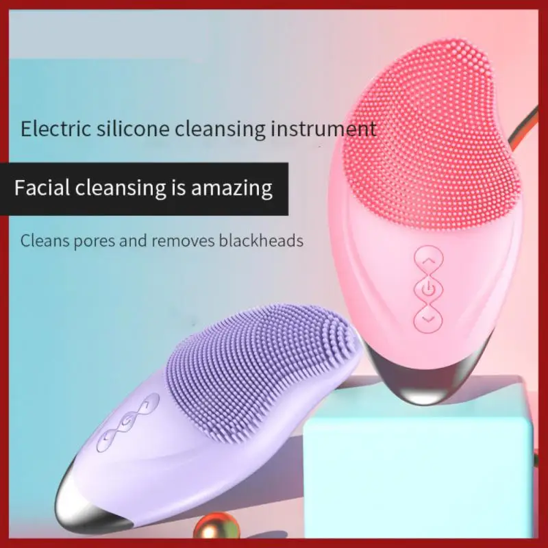 

New Electric Silicone Cleansing Instrument Clean And Massage Two-in-one Silicone Head Ultrasonic Heating Beauty Instrument TSLM1