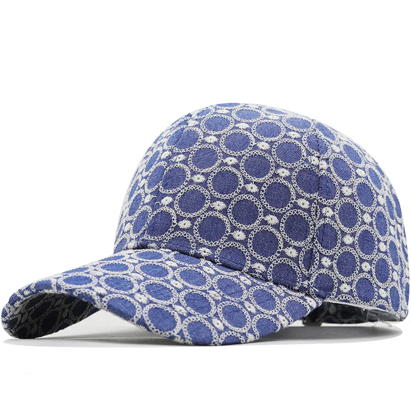 

Round Pattern Embroidery Denim Baseball Cap Street Brand Women Men fishing Caps Blue Summer Bone Trucker Hats Gorras Hombre