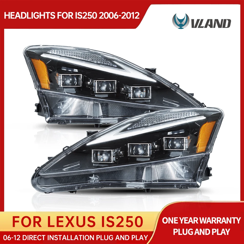 

VLAND Led Headlight Assembly Fit for LEXUS 2006-2012 IS250 IS350 ISF With Start Animation Dynamic Sequential Turn Signal Light