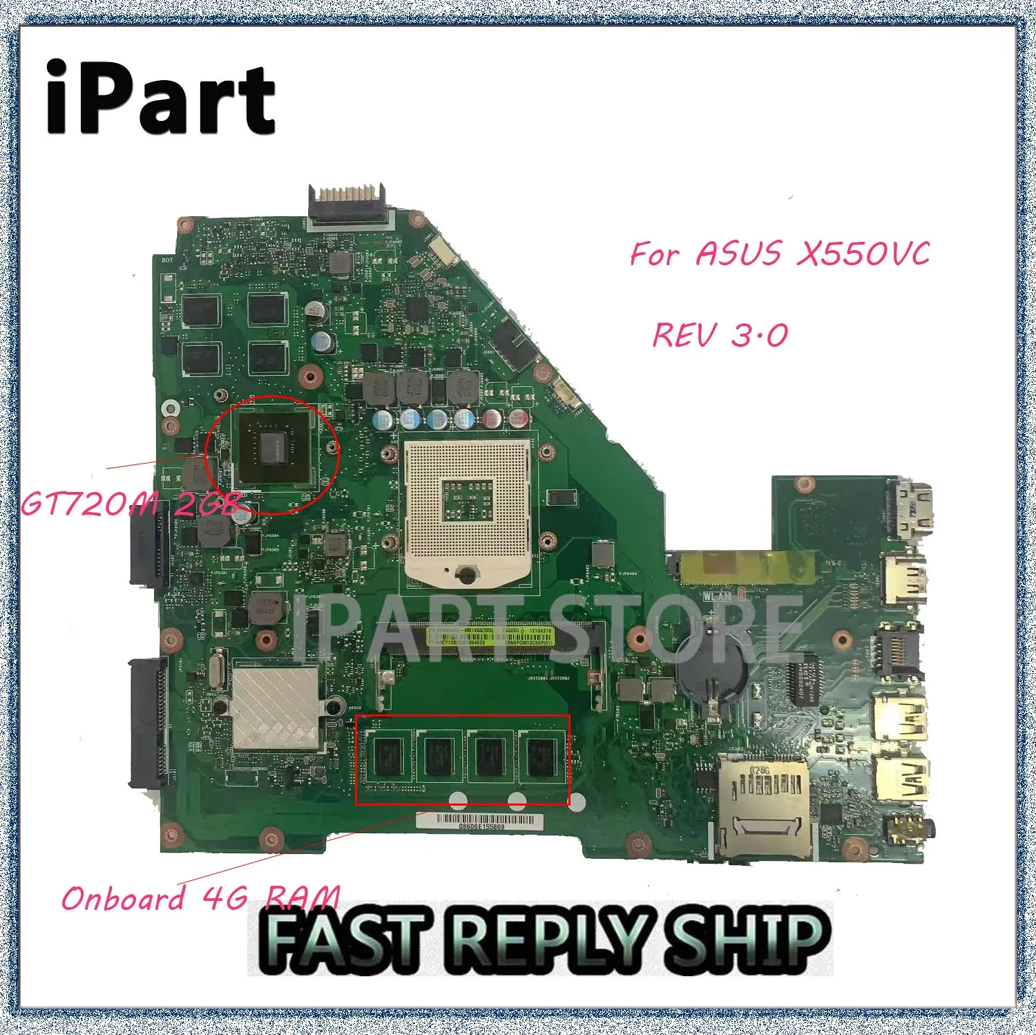 Для ASUS X550VC материнская плата для ноутбука X550VC HM76-4GB GT720M-2GB REV 3,0 протестирована хорошо