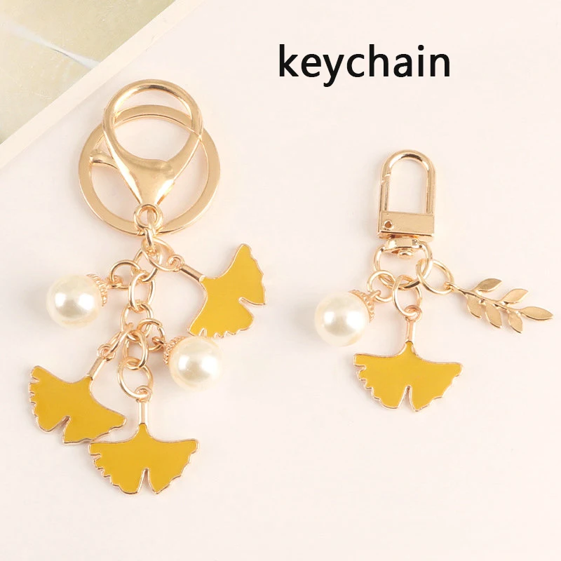 

Fashion Ginkgo Leaf Keychain Personality Literary Jewelry Keychain Popular Jewelry Accessory Simple Versatile Keyring Wholesale