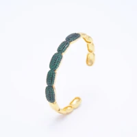 fashion open bangles for women gold color paved colorful zircon brass adjustable bracelet luxury jewelry womens accessories