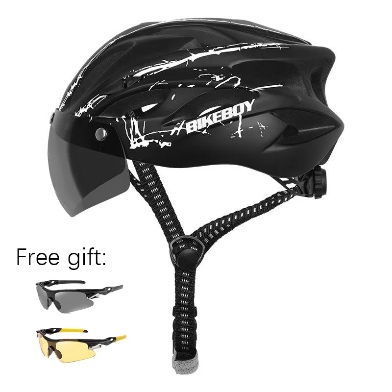 

Bicycle Helmet With Goggles Integrated Into Men's And Women's Mountain Road Cycling Casco CiclismoEquipment Hat