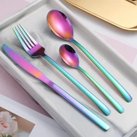 high quality thickened stainless steel cutlery long handle knife fork spoon mirror polished tableware utensils for kitchen