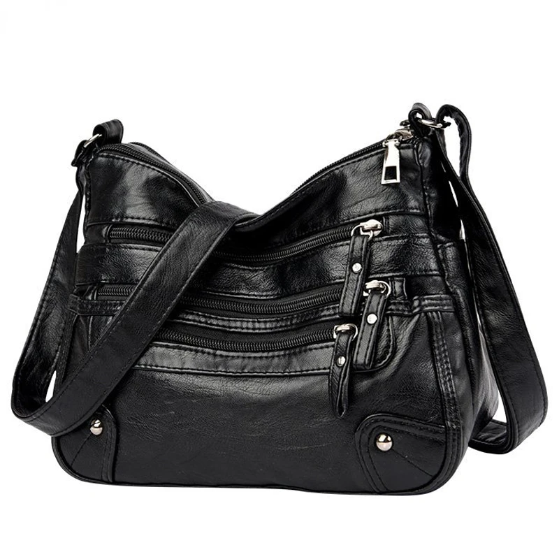 

Bolsos Женские мягкие кожаные сумки через плечо, многослойная классическая сумка через плечо, роскошная дизайнерская сумка и кошелек, женская ...