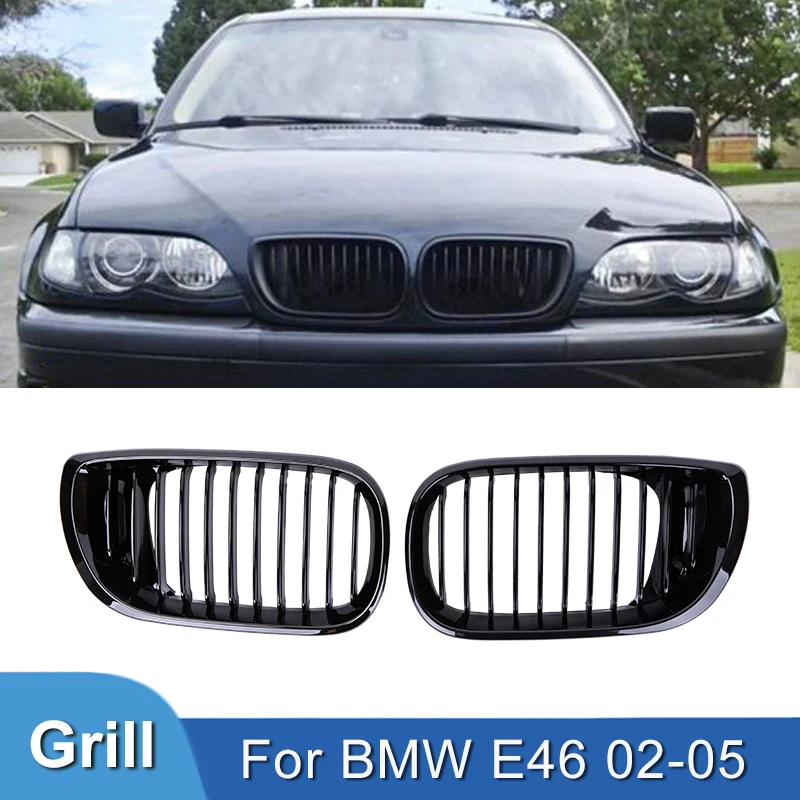 

Pulleco Gloss Black Grilles Car Front Bumper Kidney Grille Grill Grills For BMW E46 4 Door 3 Series 2002-2005 Car Accessories