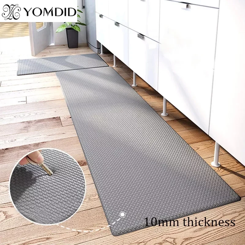 

Kitchen Mat PU Leather Floor Mats Waterproof Oil Proof Anti Skid Plaid PVC Carpet Home Balcony Corridor Decor Entrance Doormat