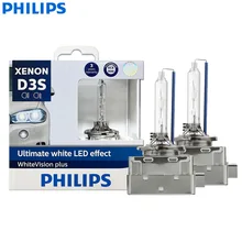 Philips WhiteVision Plus D3S 35W 5000K White LED Effect Xenon HID Lamps Car Upgrade Headlights +120% Bright 42403WHV2X2, Pair