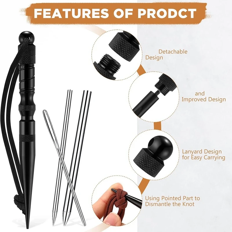 12 шт. набор инструментов для вязания паракорда-FID из нержавеющей стали Marlinspike иглы