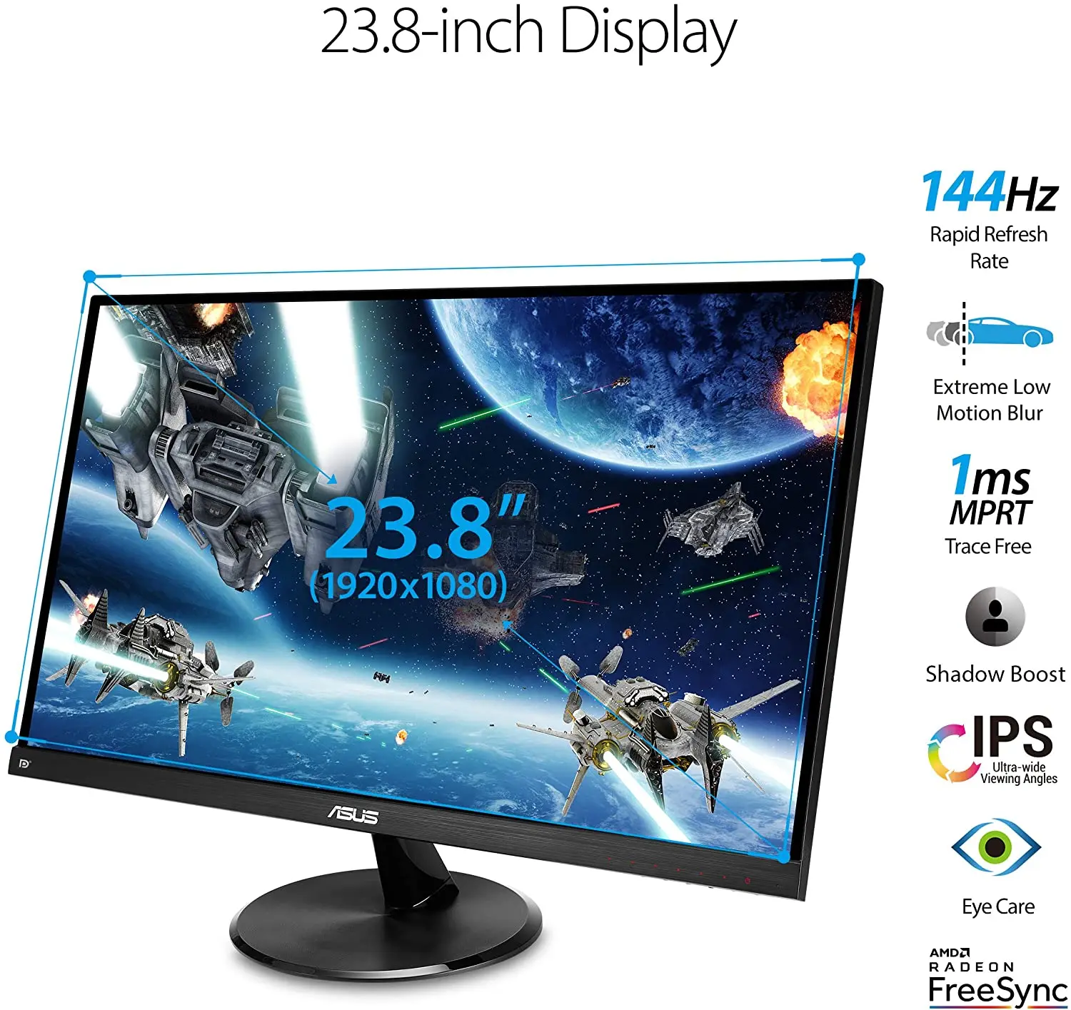 Игровой Монитор Asus VP249QGR 23 8 дюйма 144 Гц Full HD (1920x1080) IPS 1 мс FreeSync материнская плата с