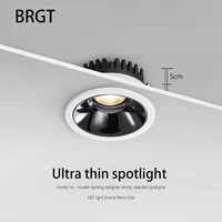 brgt led spotlights tuya dimmable downlight round rcessed dimming ceiling focos cut75mm cob spots light white black indoor lamp