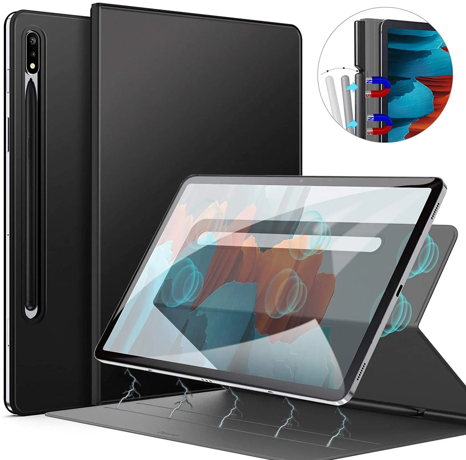 

Case For Samsung Galaxy Tab S6 Lite S7 FE S8 Plus,Magnetic Stand Cover With Pencil Holder For Tab S8 Ultra Auto Sleep Wake Funda