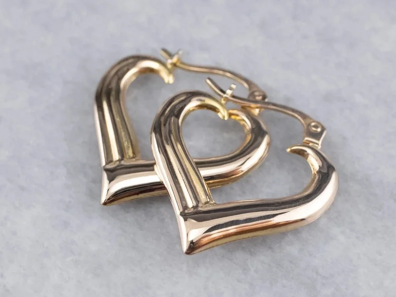 

Trendy 14K Gold Love Heart Hoop Earrings For Women Sweet Adorable Gold Color Piercing Ladies Drop Earring Girls Jewelry