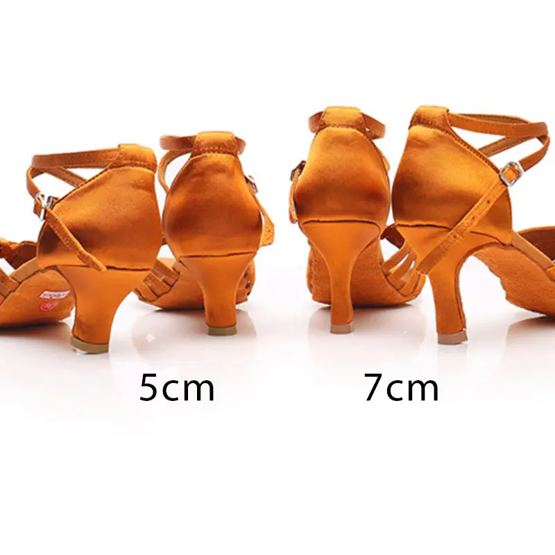 Latin Dance Shoes Women Salsa Tango Dance Shoes Satin Soft Bottom High Heels 5cm 7cm Ballroom Dancing Shoe Female Girls Sandals