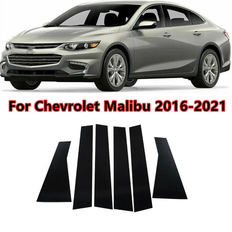 

6Pcs Glossy Black Door Window Trim Pillar Posts Pillar Molding Cover Fit For Chevrolet Malibu 2016 2017 2018 2019 2020 2021
