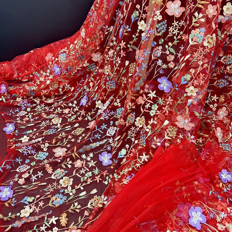 3D цветочная вышитая тюлевая ткань текстильная сетка кружевной цветок свадебные