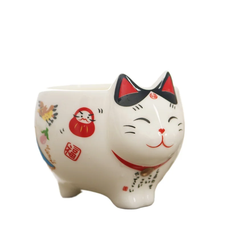 Фото Милый японский фарфоровый чайный сервиз Lucky Cat, креативный керамический чайный сервиз Maneki Neko с ситечком, милый чайник с котом Plutus, кружка №5