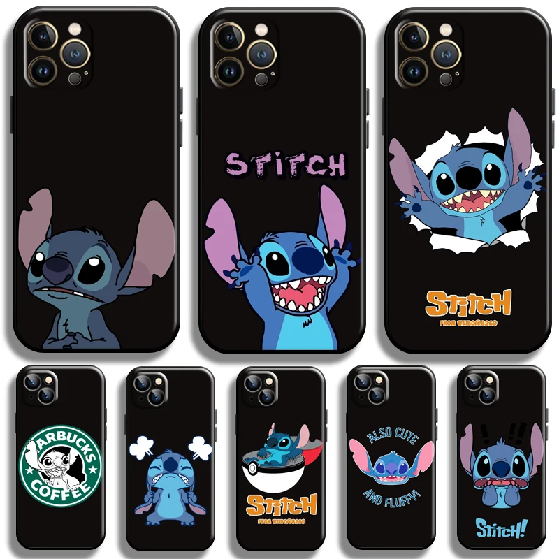 

Cartoon Cute Lilo Stitch For Apple iPhone 13 12 11 Pro Max 12 13 Mini X XR XS Max SE 6 6S 7 8 Plus Phone Case Black Back