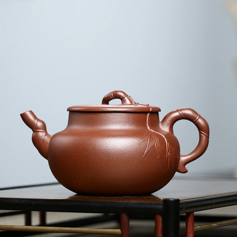 

Guogao Gong [Handmade Bambusa Ventricosa Pot] Authentic Raw Ore Purple Clay Yixing Purple Clay Teapot Single Teapot Tea Set