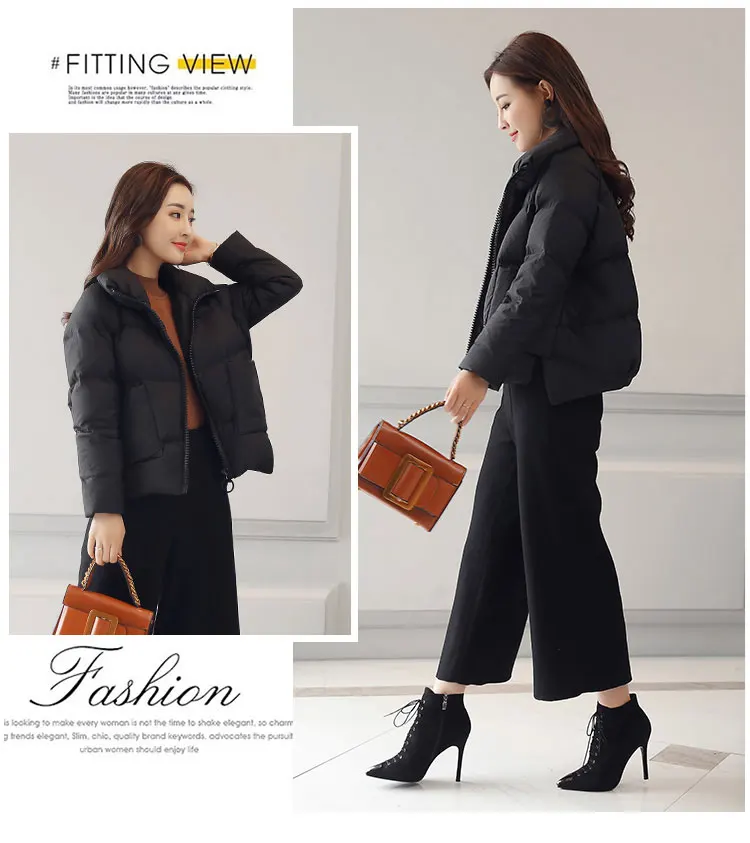 2023 Winter Jacket Women White Black Manteau Femme Warm Thick Solid Short Style Cotton padded Parka Women Coat