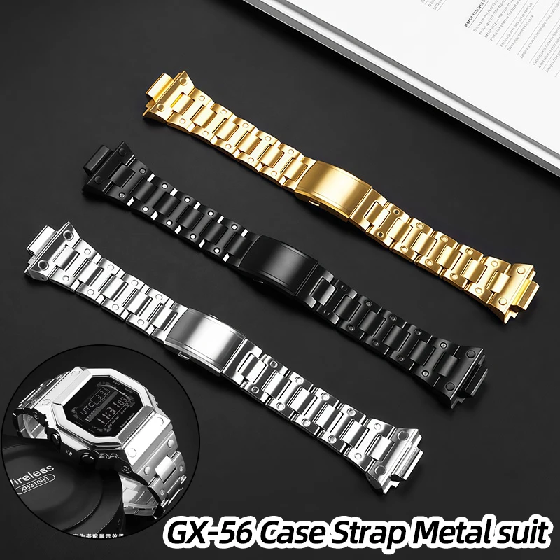Фото GX-56 Чехол с ремешком Металлический костюм для Casio G-SHOCK Giant G Large Square GX-56BB GXW-56 Мужской браслет Серебро Золото Черный Мод Комплект Инструментов №1