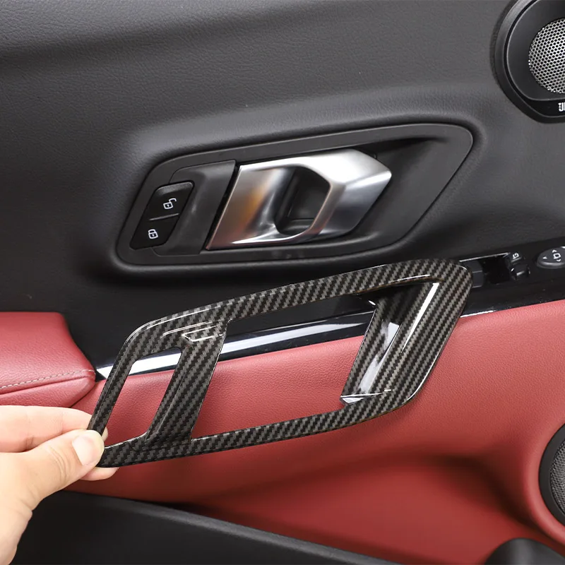 ABS Carbon Fiber/Red For Toyota GR Supra A90 2019-2022 Car Door Inner Door Handle Bowl Decoration Cover Sticker Car Accessories