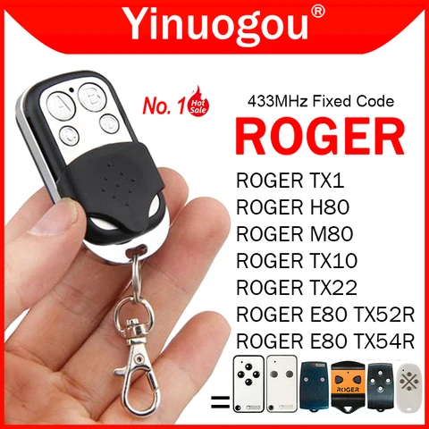 Clone ROGER E80 TX52R TX54R TX1 TX10 TX22 M80 пульт дистанционного управления гаражной дверью 433,92MHz с фиксированным кодом