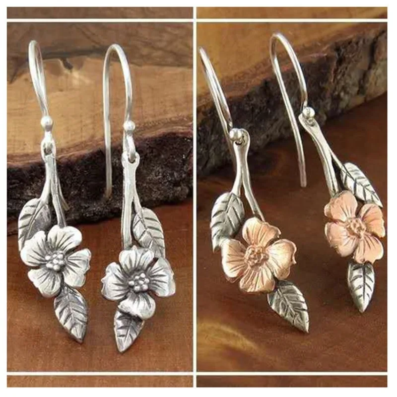

Bohemian Jewelry Flower and Leaf Women's Earrings Elegant, Vintage, Simple,and Fashionable Girls' Earrings in Europe and America