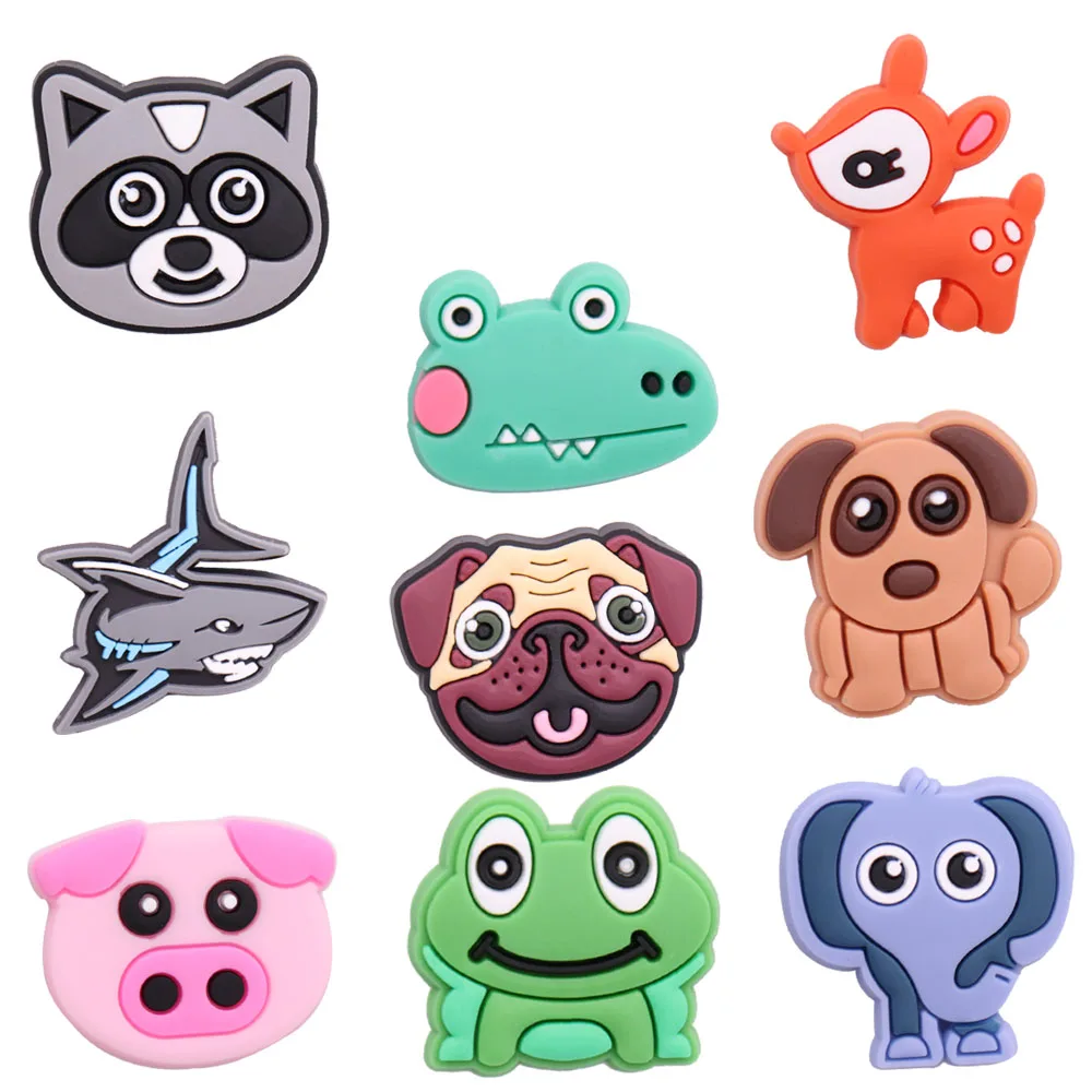 

Hot Sale 1pcs Shoe Charms Raccoon Sika Deer Frog Crocodile PVC Cute Garden Shoe Buckle Decoration Fit Croc Jibz Kids X-mas Gift