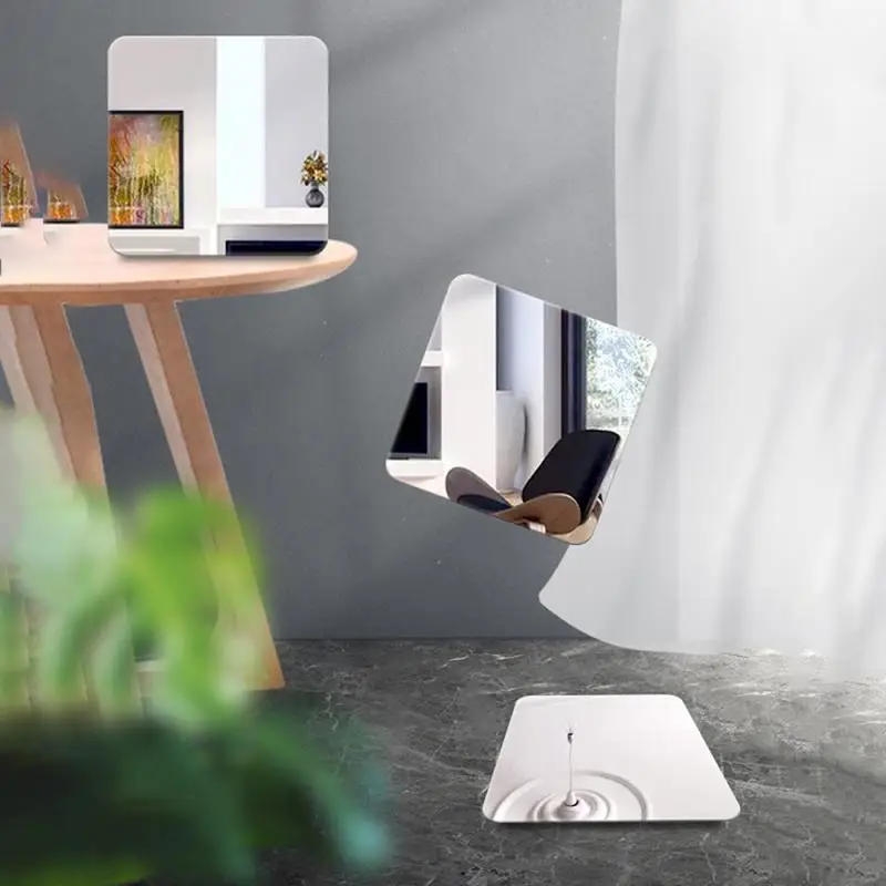 

3D Mirror Wall Stickers DIY Round Square Acrylic Mirror TV Background Sticker Wall Decor Bedroom Bathroom Home Decoration Mirror