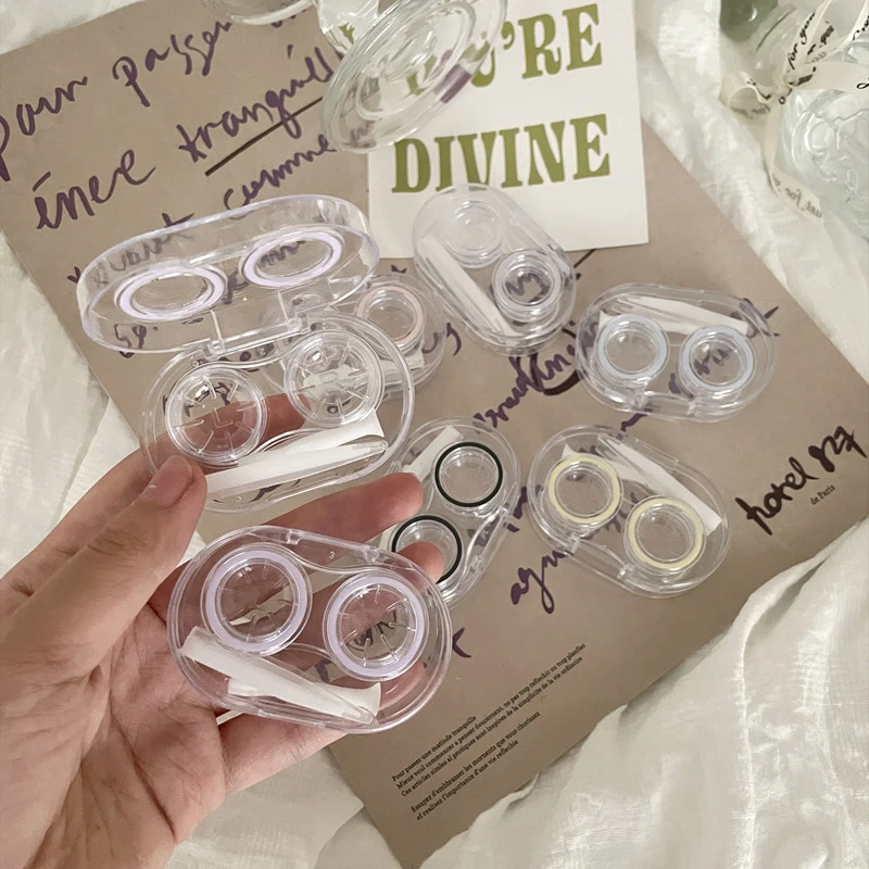 

1PC Contact Lens Box without Screwing Lid Portable Storage Container Holder Transparent Mini Care Case Glasses Accessories