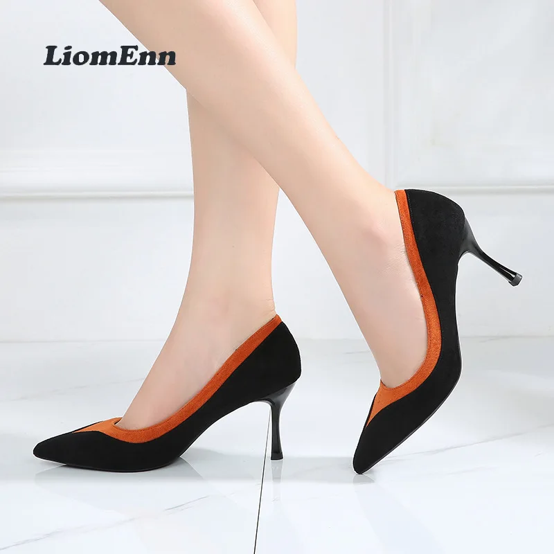 

Elegant High Heels Women's Shoes 2022 Trend Summer Ladies Slip On Flock Pumps Women Sexy Party Dress Office Shoes Size 34-39