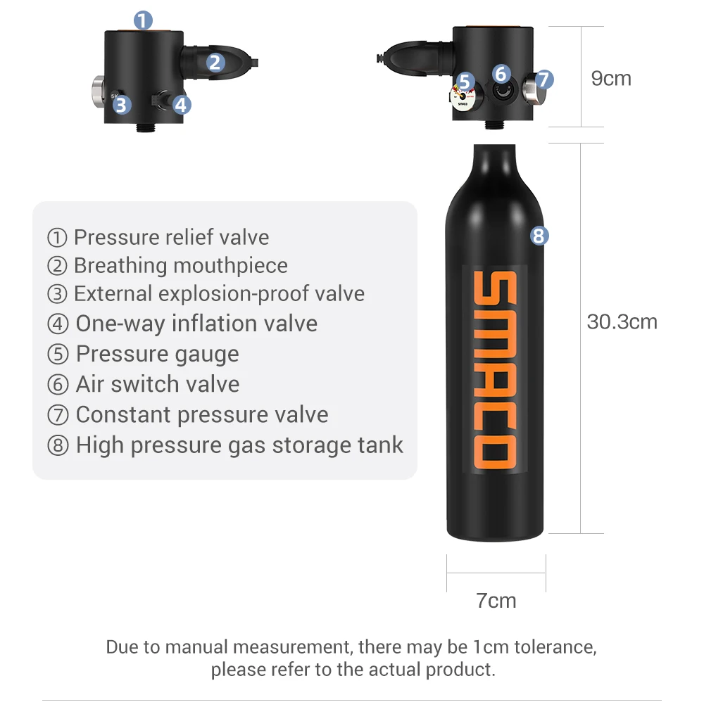 Smaco S500 оборудование для подводного плавания/Шестерня 0.7 л Мини-резервуар плавания