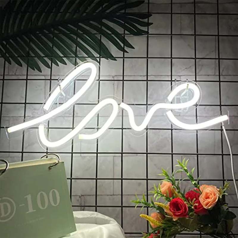 

Love usb neon sign bedroom acrylic sheet led light white love light up sign decoration bedroom party wedding valentine gift