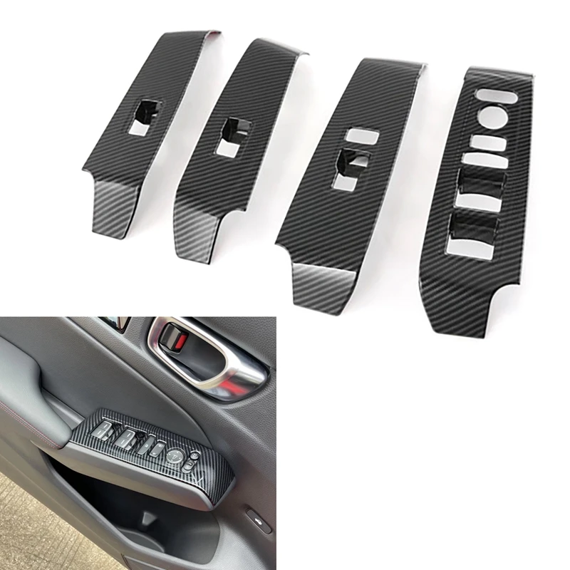 

Car Carbon Fiber Window Glass Lift Button Trim Switch Cover Door Armrest Panel Sticker for Honda Civic 11Th 2021-2022