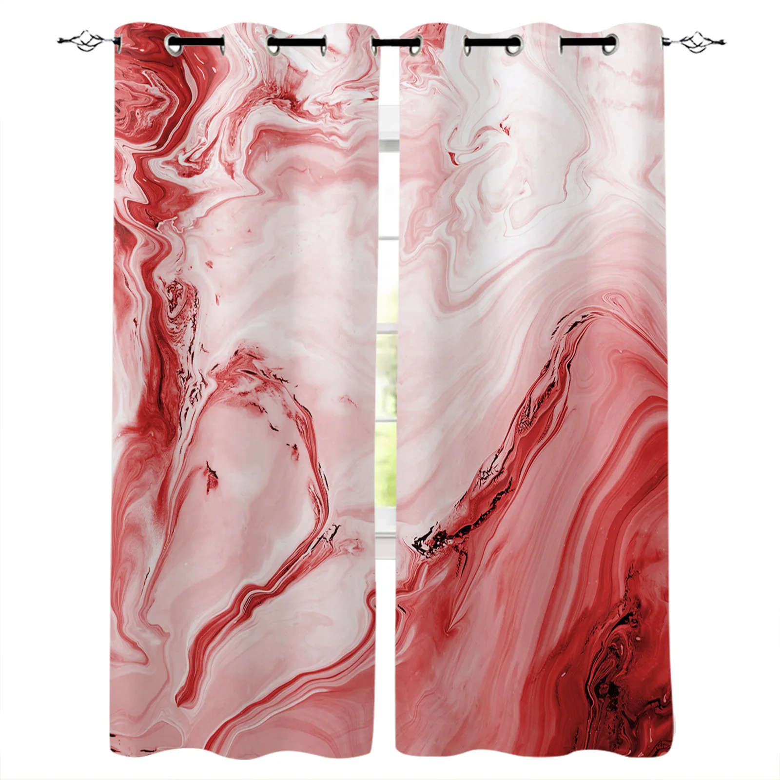 

Мраморная жидкая текстура красная Современная искусственная кожа для гостиной Девочки Мальчика спальни кухни длинные оконные занавески Cortinas