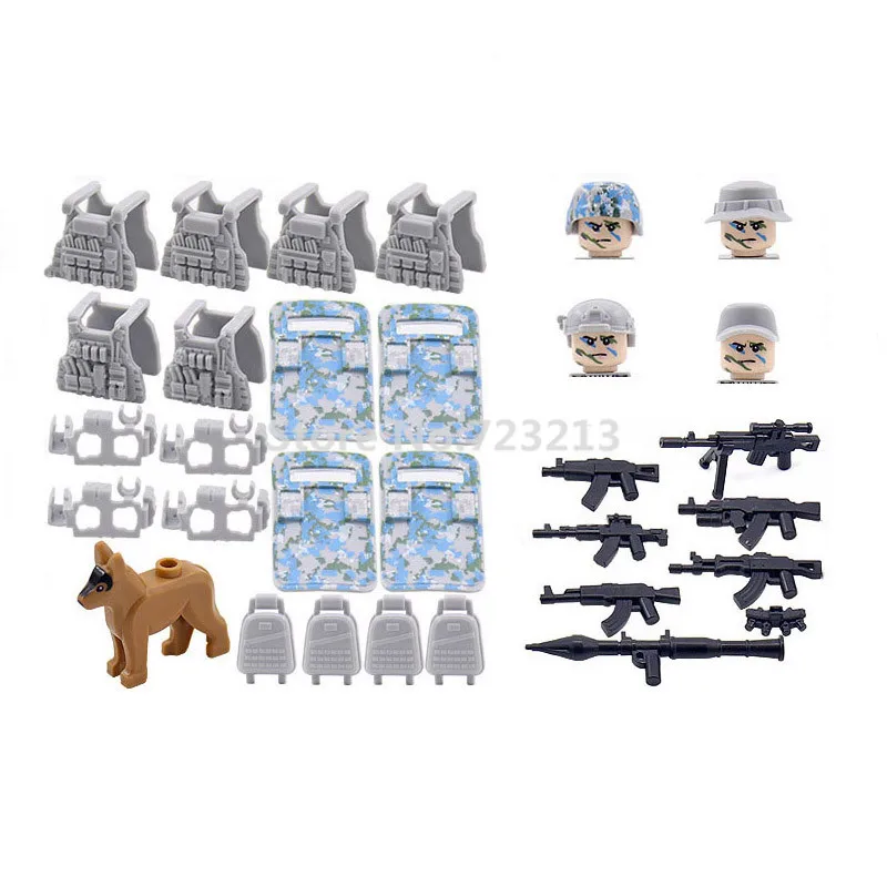

Feleph K134 военное оружие, аксессуары, спецназ, армейские фигурки, пистолет, щит, броня, сумка, наборы строительных блоков, развивающая игрушка