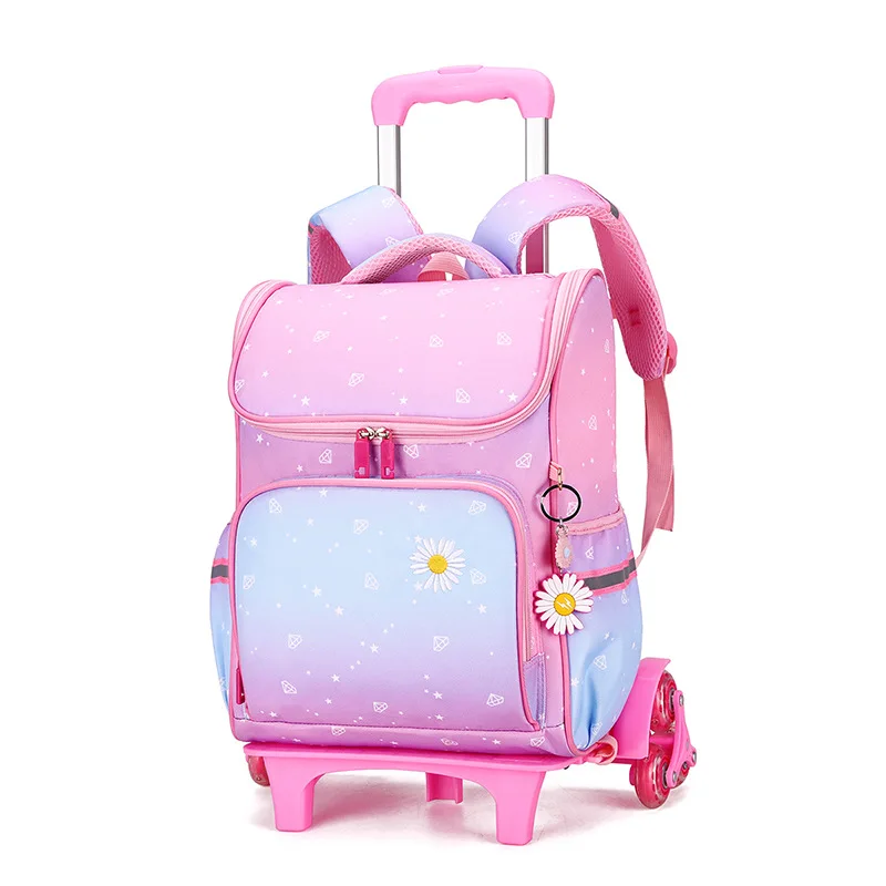 2022 Trolley Grils Kids backpack school Backpack Removable Children School Bags with Wheel book bag princess Schoolbags kids