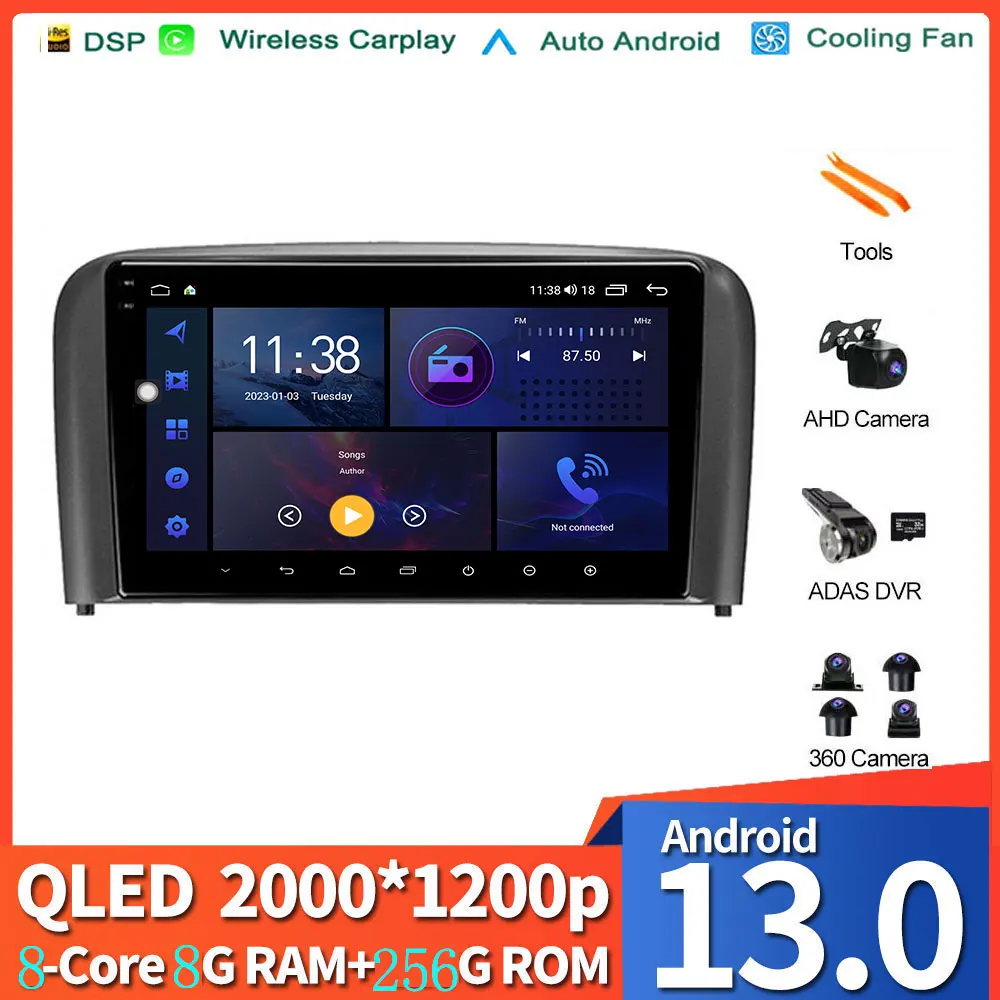 

Android 13 For Volvo S80 1 1998 - 2006 Car Radio Multimedia Video Player Navigation GPS Auto Wireless Carplay WIFI DSP NO 2 Din
