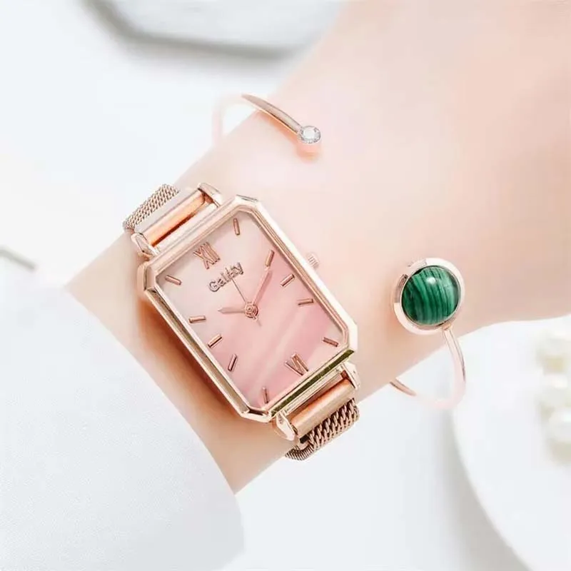 Women's Watches Are Popular For Their Casual And Fashionable Green Square Steel Bands, And Are High-Quality Girls Gifts