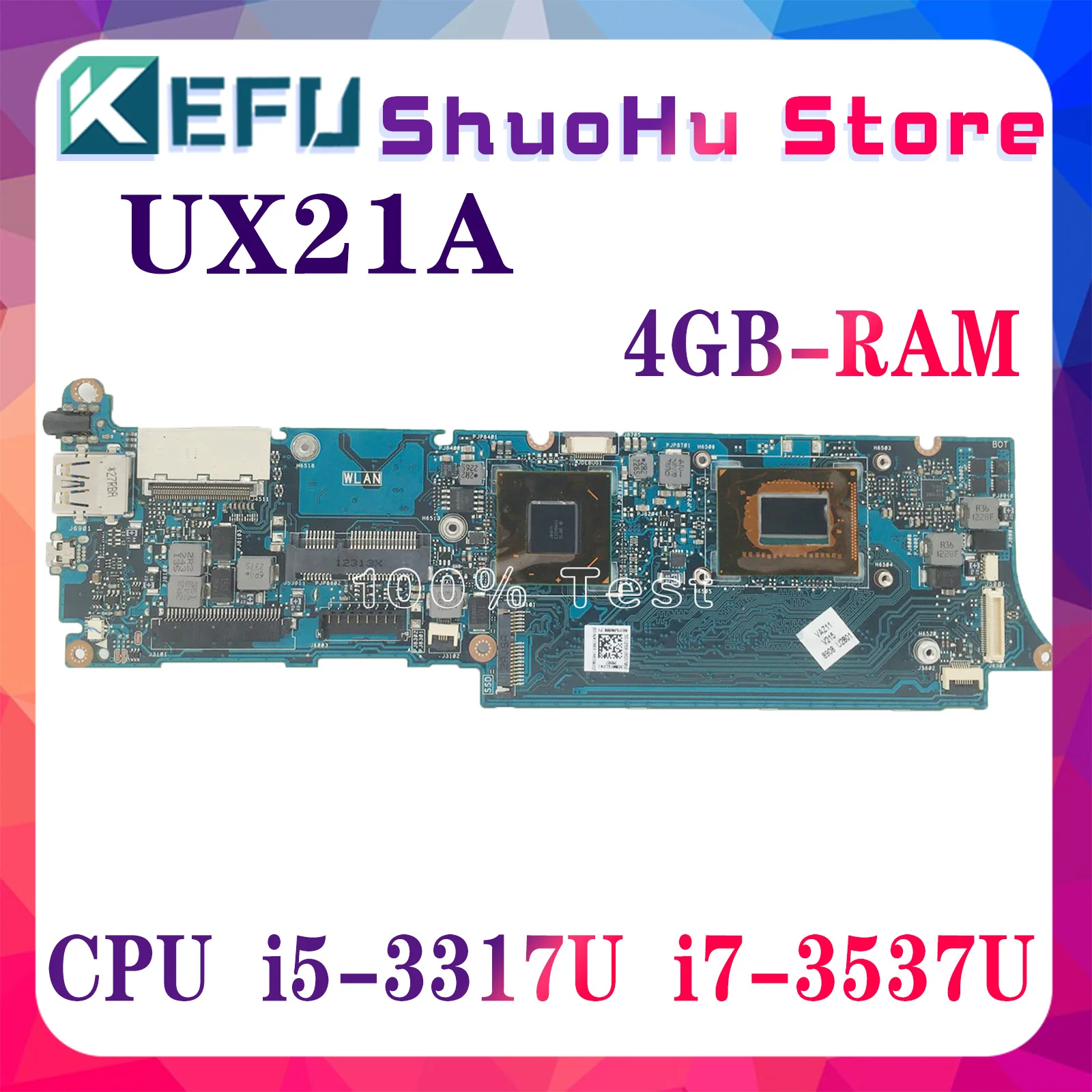 Материнская плата KEFU UX21A для ноутбука i7-3537U CPU 4 Гб RAM для ASUS UX21 BX21A материнская плата 100% ТЕСТ ОК