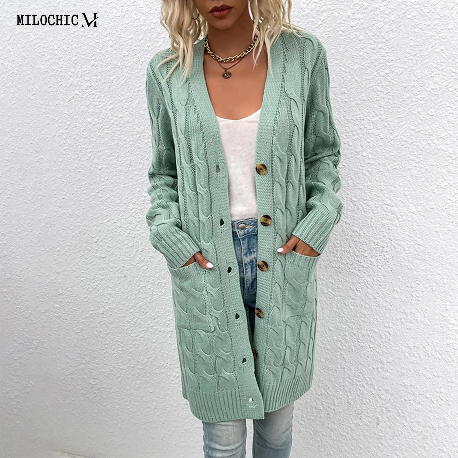 

Ladies Cardigan with Pocket Slim Fit Women Basic Long Cardigan Single Breasted Long Sleeve Solid Color Casual Vacation Outfit