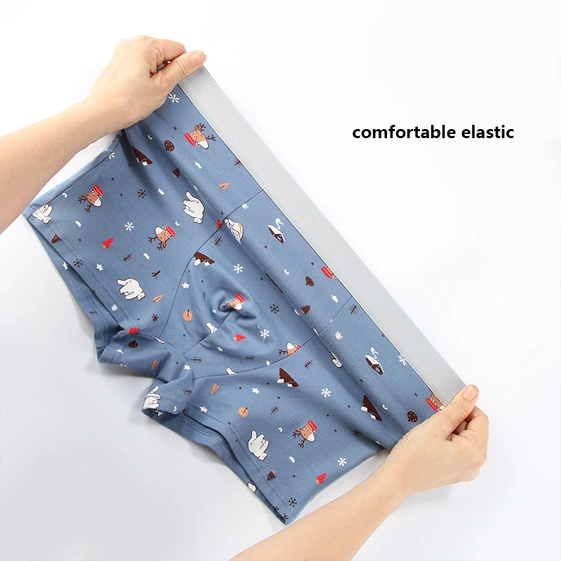 4pcs Men's Organic Cotton Underwear Men Sexy Printing Boxer Shorts Antibacterial Boxershorts Soft Breathable Man Panties X-SNKER