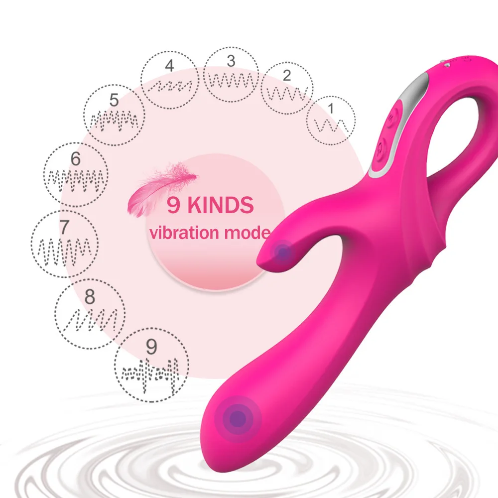 Double Head Vibrating Female Masturbator Vibrator Double Layer Silicone 9 Vibration Modes Waterproof USB Charging Sex Toys