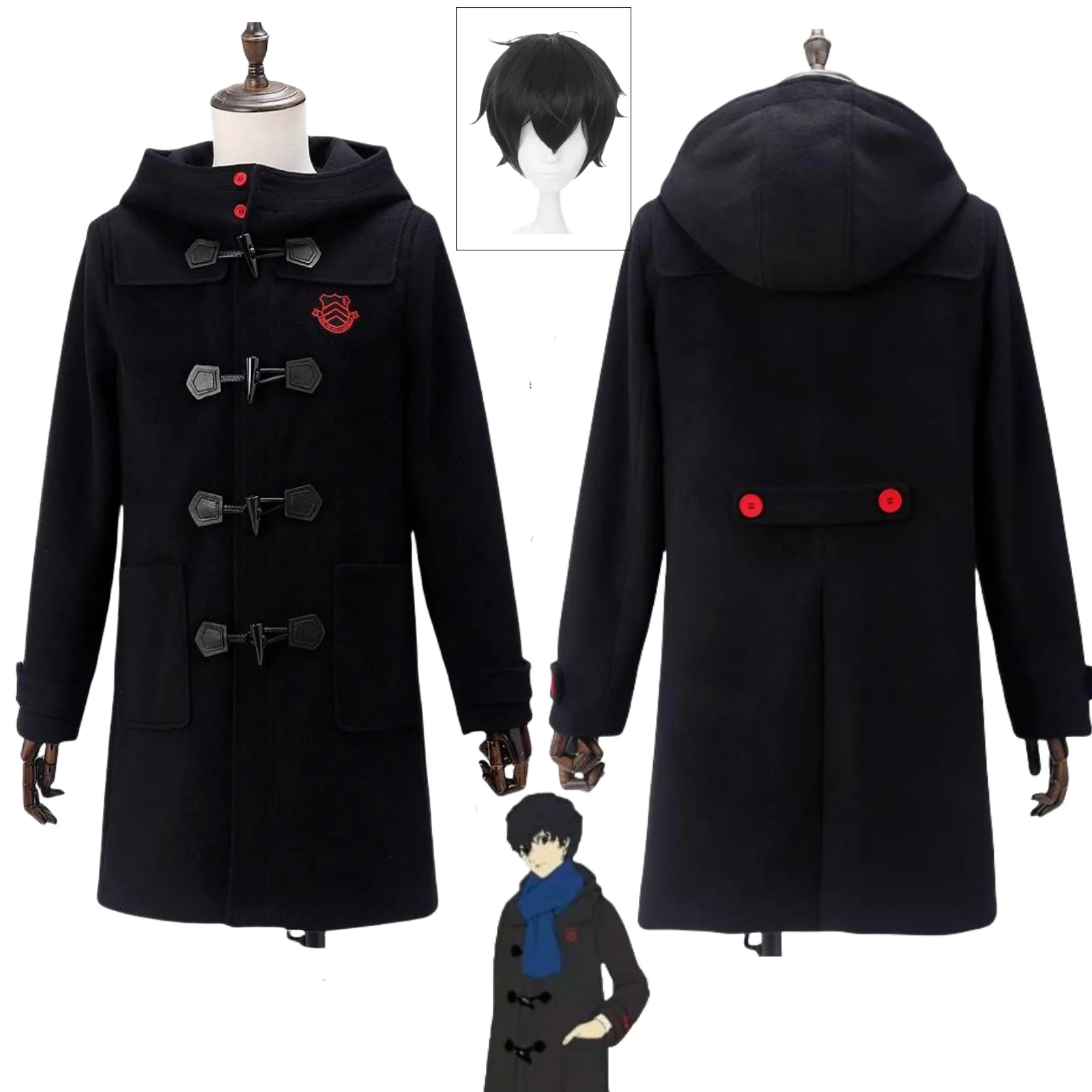 Косплей Persona 5 Зимний карнавальный костюм Amamiya Ren парик теплое пальто куртки Тренч