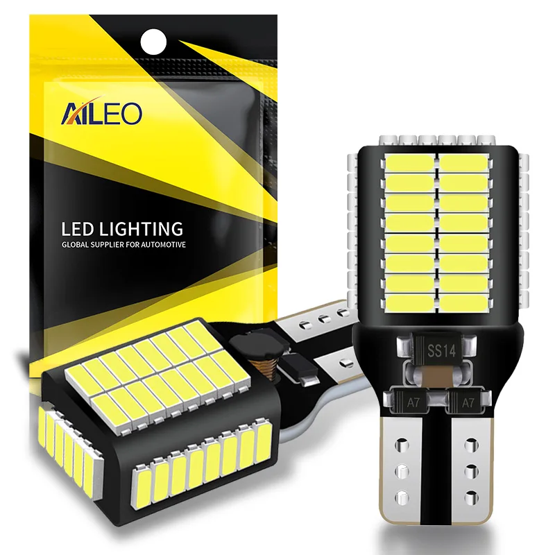 

AILEO Новые светодиодные резервные лампы T15 906 W16W Высокая мощность 4014 54-SMD Чипсы 7 Вт 1800LM Безоблок 912 921 Фонари заднего хода 6000K