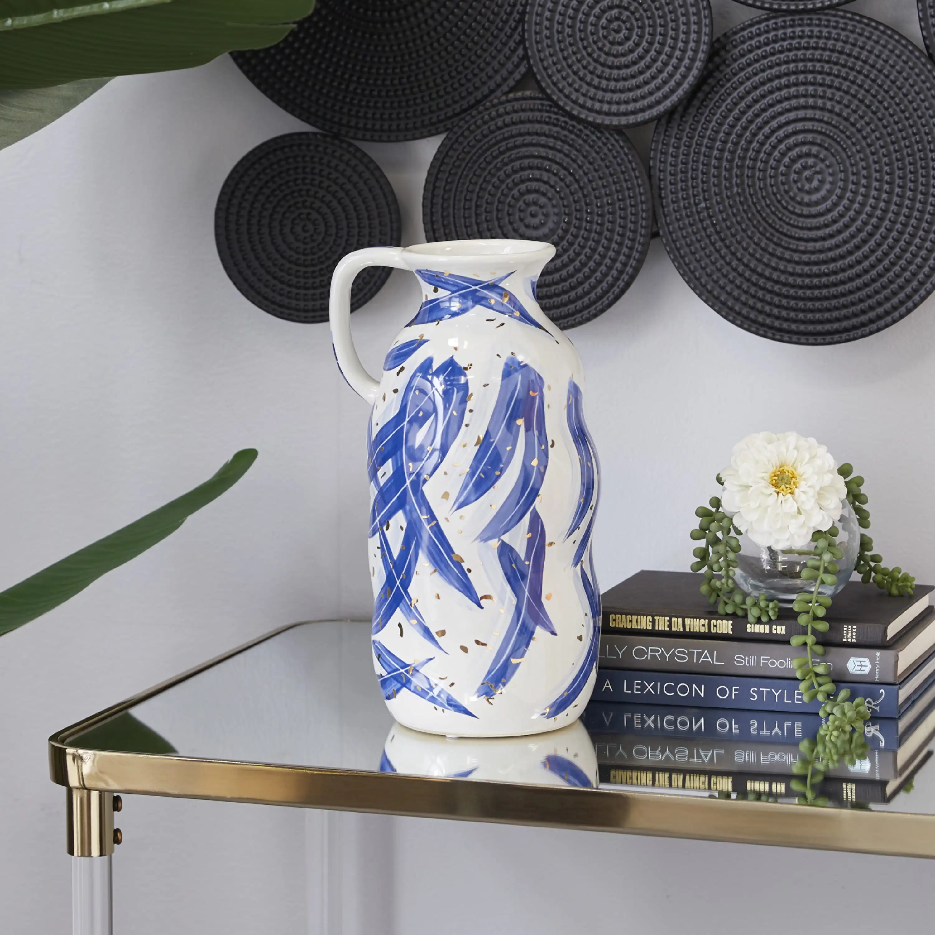 

Free Shipping Blue Ceramic Contemporary Vase